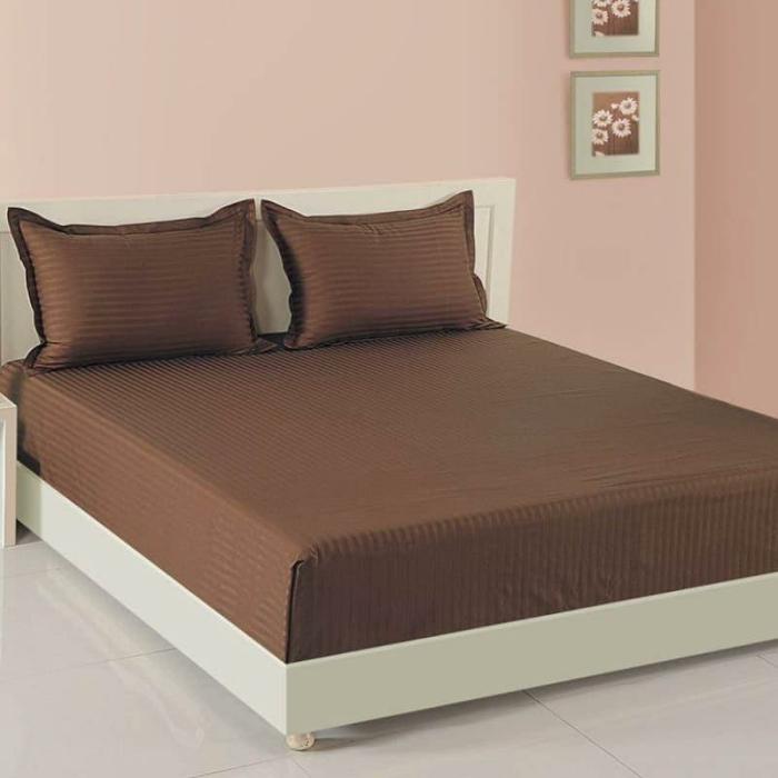 Stripe Serenade Bedsheet  |   Solid Bedsheets Bedsheets Brown