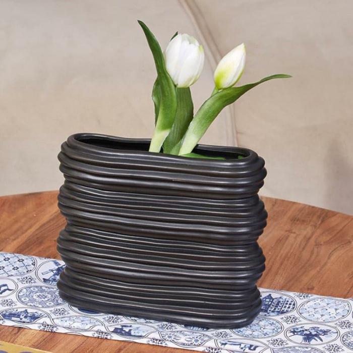 Stripe Stack Vase  |   Vases Showpieces, Vases & Accent Bowls Black