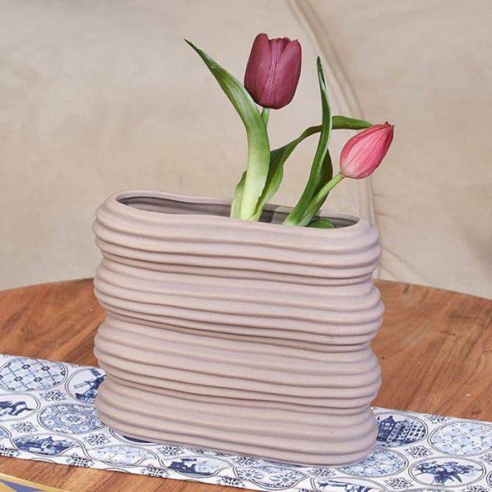 Stripe Stack Vase  |   Vases Showpieces, Vases & Accent Bowls Beige