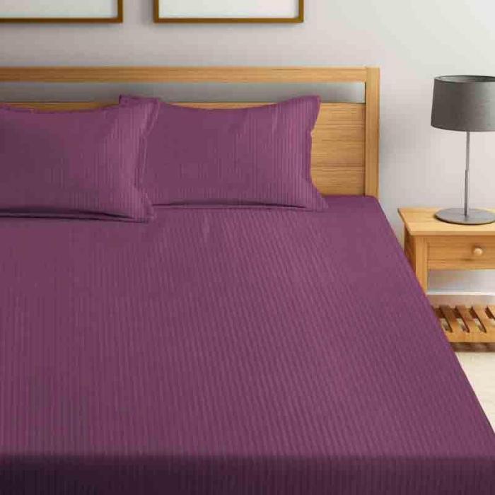 Striped Wonder Bedsheet  |   Solid Bedsheets Bedsheets Purple