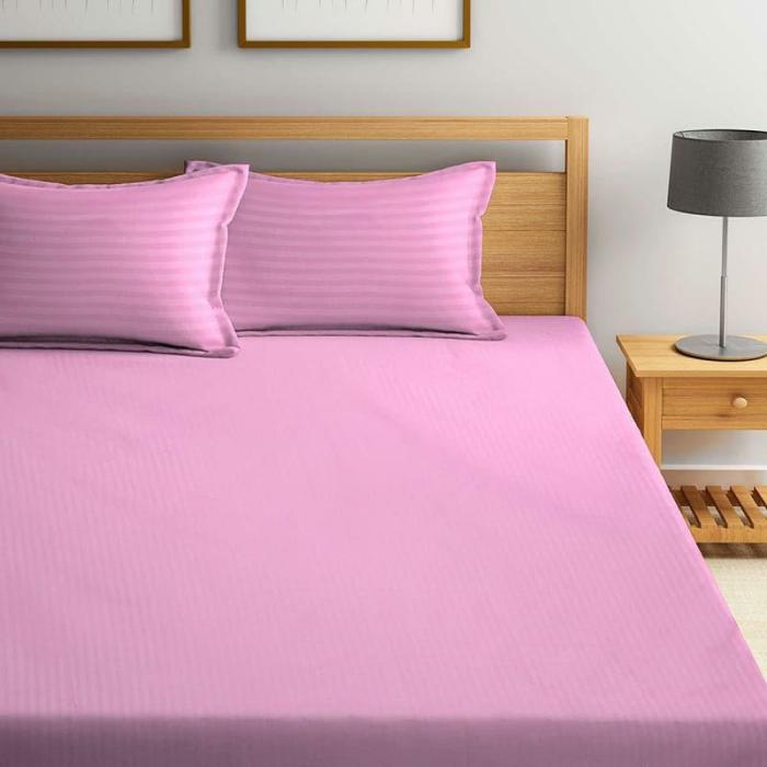 Striped Wonder Bedsheet  |   Solid Bedsheets Bedsheets Pink