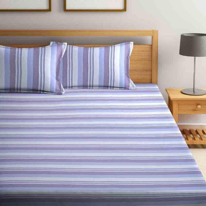 Subtle Stripes Bedsheet  |   Geometric Bedsheets Bedsheets Blue