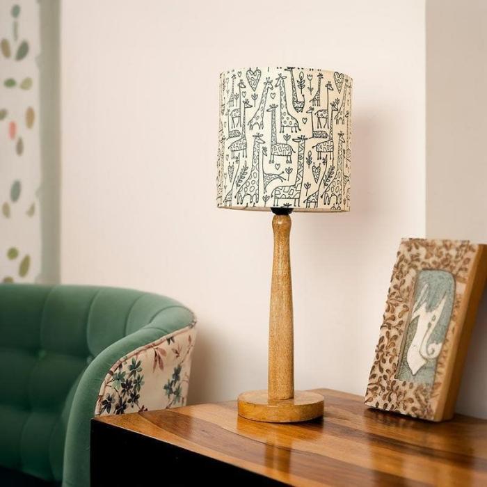 Tall Tales Classy Wooden Stand Table Lamp  |   Table Lamps Lamps & Lighting Beige, Black