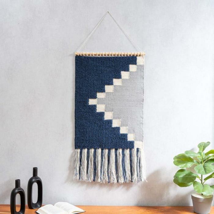 Tashina Woven Wool Wall Hanging  |   Wall Accents Wall Accents Blue, Grey