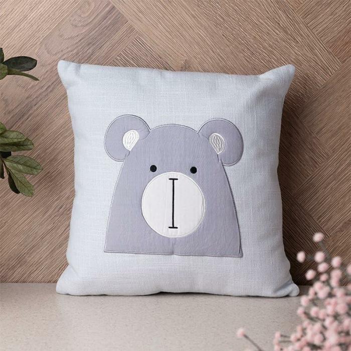 Teddy Time Cushion Cover  |   Embroidered Cushions Cushion Covers Blue