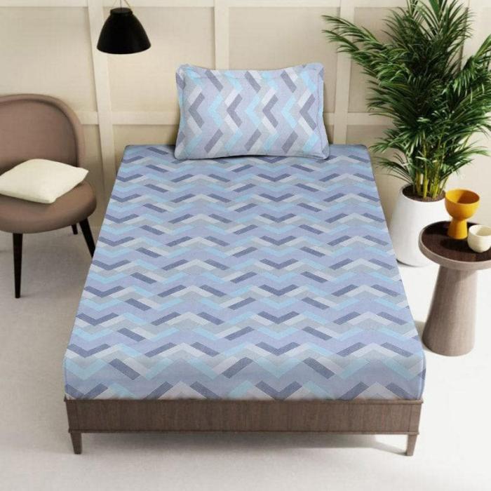 Terra Stripes Printed Bedsheet  |   Geometric Bedsheets Bedsheets Blue