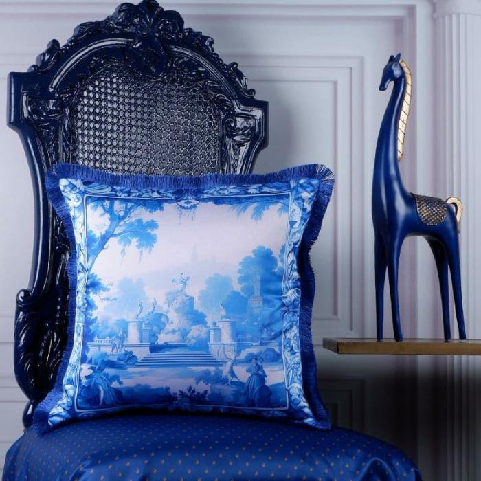 The Queen’s Courtyard Cushion Cover  |   Printed Cushions Cushion Covers Blue, White