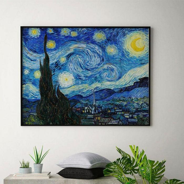 The Starry Night Canvas Painting By Vincent Van Gogh  |   Wall Art & Paintings Wall Art & Paintings Blue