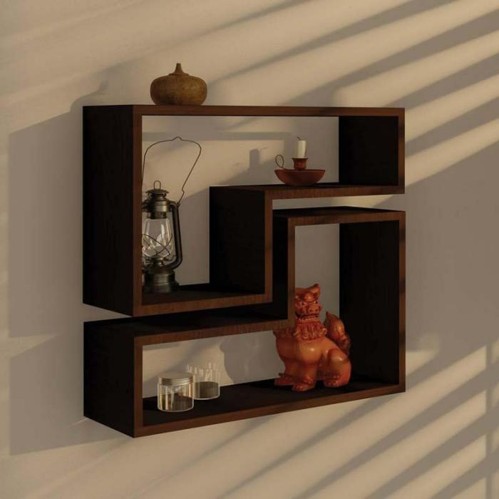 The Tetris Way Wall Shelf  |   Wall Shelves Wall Decor Brown