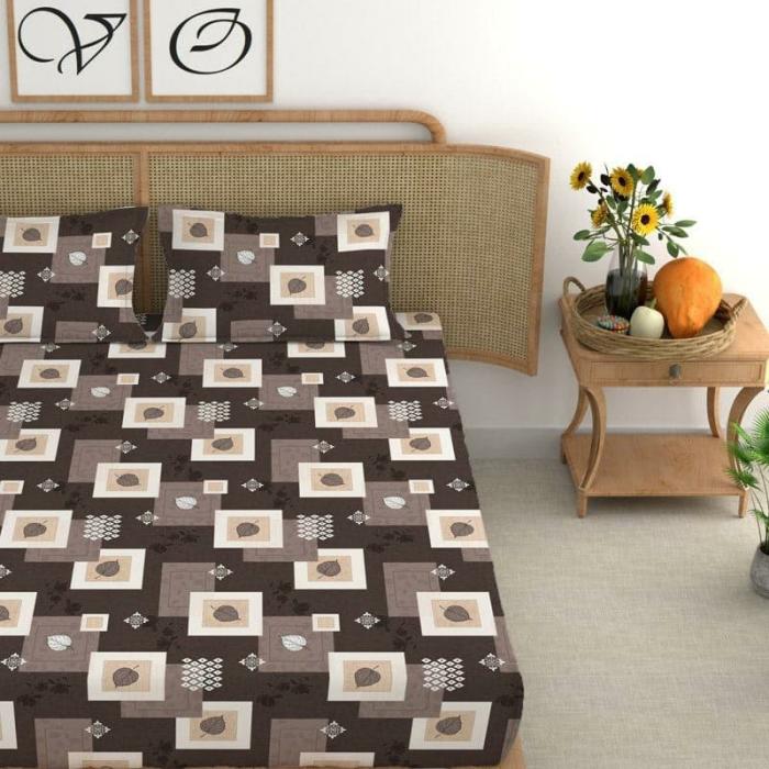 Thelma Printed Bedsheet  |   Geometric Bedsheets Bedsheets Brown