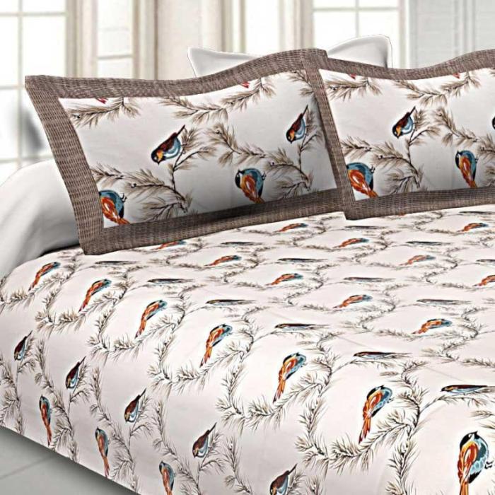 Tiya Printed Bedsheet  |   Floral Bedsheets Bedsheets Brown, White