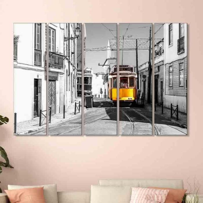 Train Journey Wall Art – Set Of Five  |   Wall Art & Paintings Wall Art & Paintings Grey, Yellow