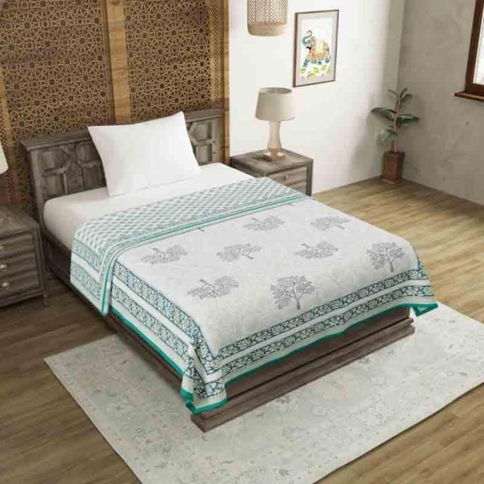 Treetastic Dohar  |   Dohars, Razai & Blankets Bedding Blue, White