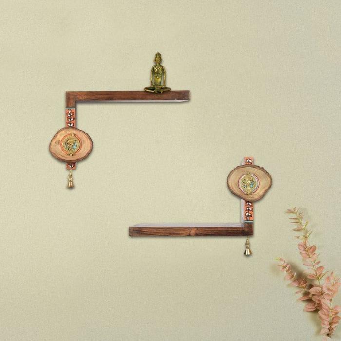 Tribal Trove Wall Shelf – Set Of Two  |   Wall Shelves Wall Decor Brown