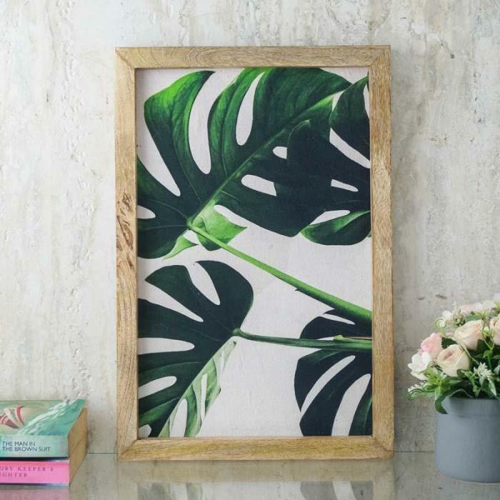 Tropical Leaf Canvas Painting  |   Wall Art & Paintings Wall Art & Paintings Green, Grey