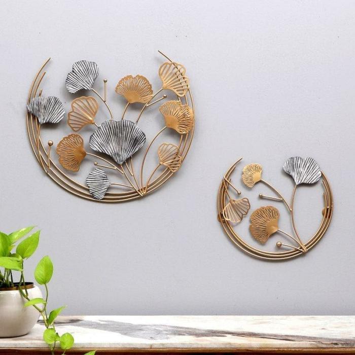 Verdant Veil Wall Accent – Set Of Two  |   Wall Accents Wall Accents Grey, Gold