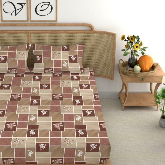 Veronica Printed Bedsheet  |   Geometric Bedsheets Bedsheets Brown