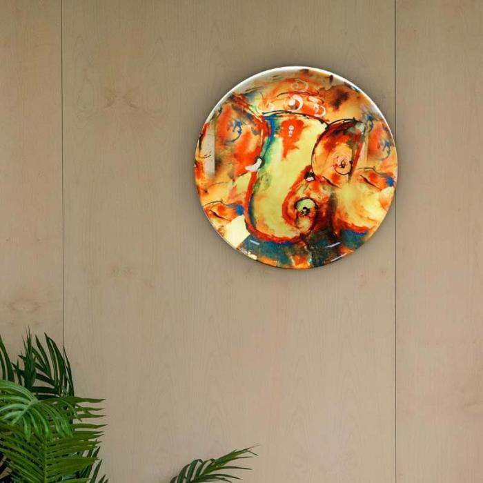 Vinayaka Inspired Decorative Plate  |   Wall Plates Wall Decor Blue, Orange