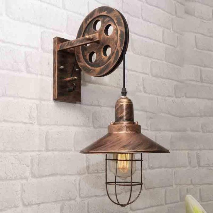 Vintage Pulley Wall Lamp  |   Wall Lamps Lamps & Lighting Copper