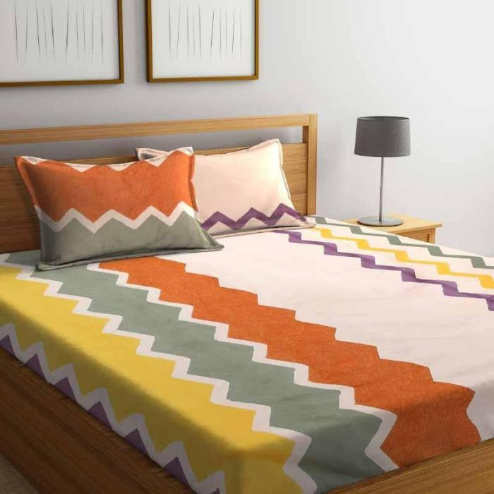 Vivid Waves Printed Bedsheet  |   Geometric Bedsheets Bedsheets Geometric Bedsheets