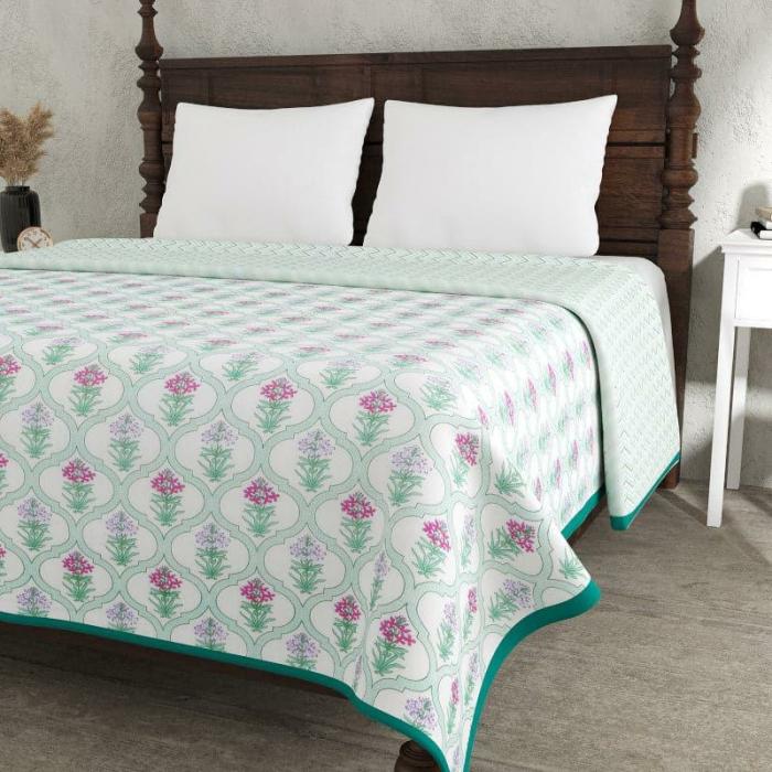 Vrinda Flora Dohar  |   Dohars, Razai & Blankets Bedding Dohars, Razai & Blankets