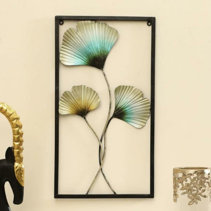 Wargo Floral Wall Accent  |   Wall Accents Wall Accents Gold, Blue