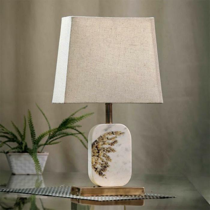 Winged Marble & Brass Base Table Lamp  |   Table Lamps Lamps & Lighting Beige, White