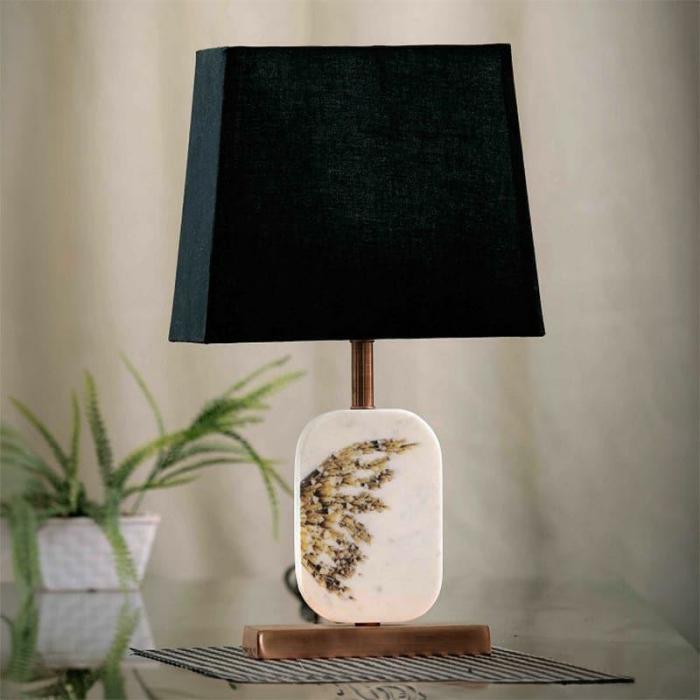 Winged Marble & Copper Base Table Lamp  |   Table Lamps Lamps & Lighting Black, White