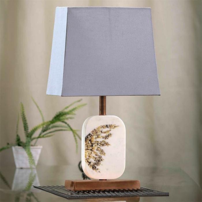 Winged Marble & Copper Base Table Lamp  |   Table Lamps Lamps & Lighting Grey, White