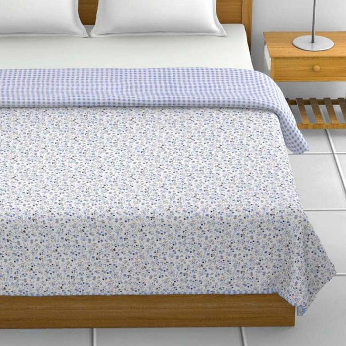 Wispy Blooms Reversible Dohar  |   Dohars, Razai & Blankets Bedding Blue, White