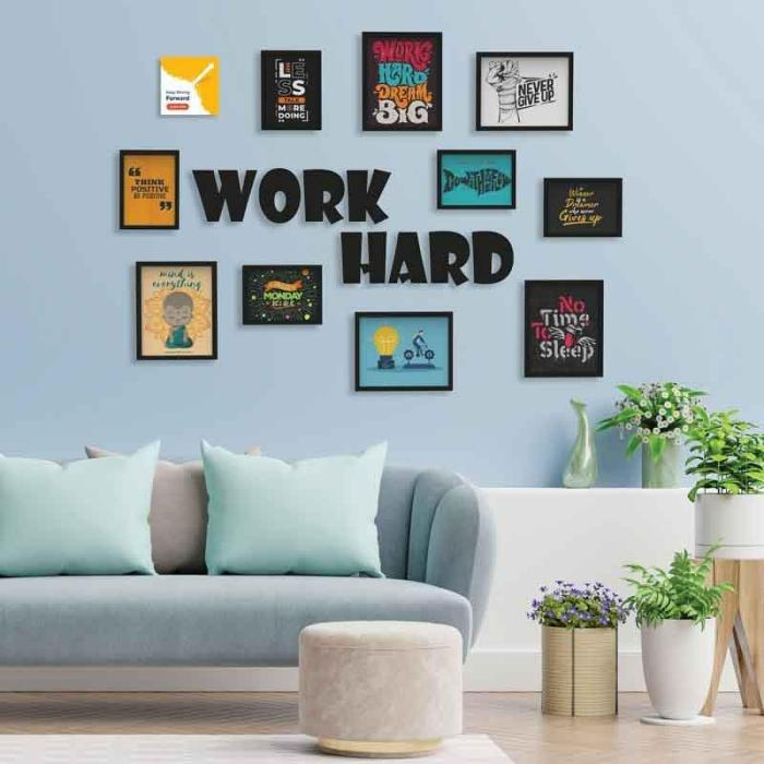 Work Hard Collage Photo Frames – Set Of Ten  |   Photo-Frames Photo-Frames Black