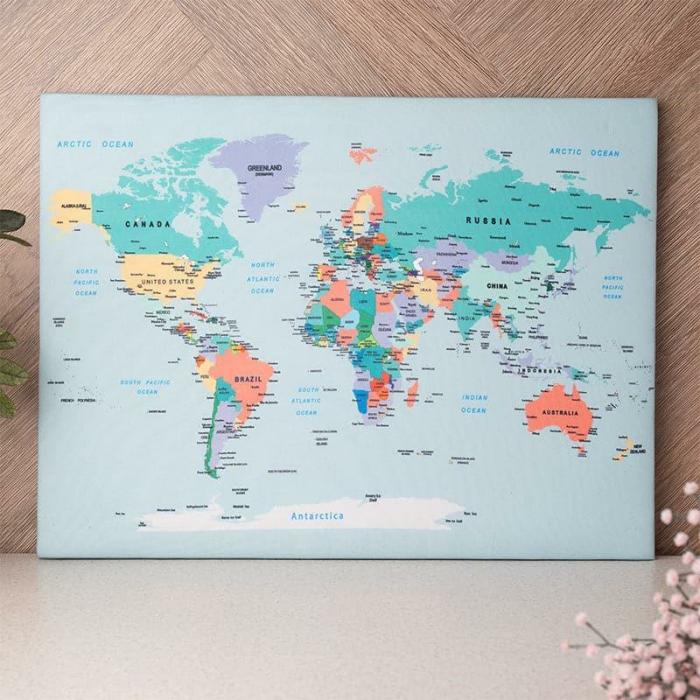 World Map Pinboard  |   Wall Accents Wall Accents Multicolor