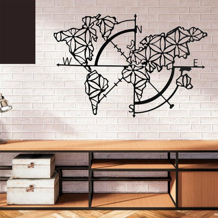 World Map Trace Wall Art  |   Wall Accents Wall Accents Black