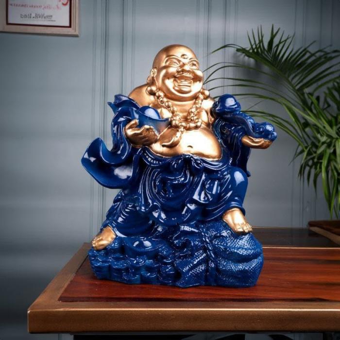 Xiochan Laughing Buddha Showpiece I  |   Showpieces Showpieces Gold, Blue