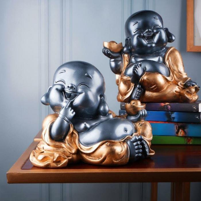 Zentopic Fengshui Monks Showpiece – Set Of Two  |   Showpieces Showpieces Grey, Gold