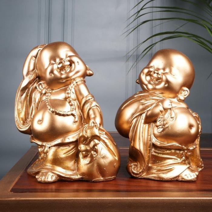 Zenzo Fengshui Monks Showpiece – Set Of Two  |   Showpieces Showpieces Gold