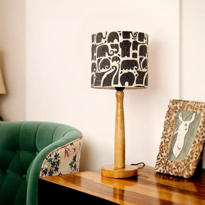 Zoo Glow Classy Wooden Stand Table Lamp  |   Table Lamps Lamps & Lighting Black, White