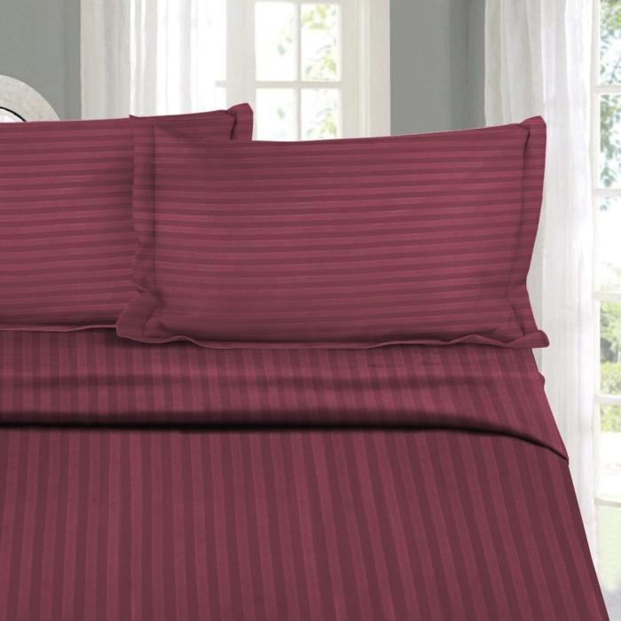 Adalyn Striped Bedsheet  |   Solid Bedsheets Bedsheets Maroon