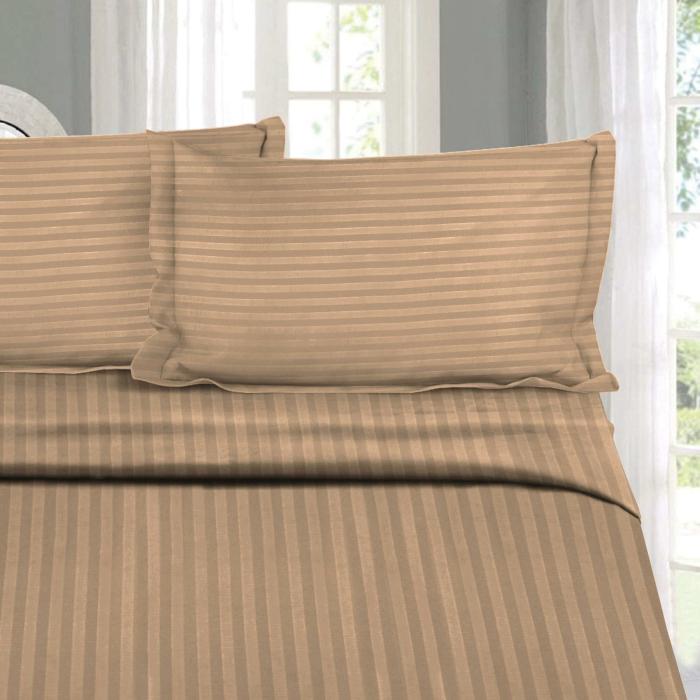 Adalyn Striped Bedsheet  |   Solid Bedsheets Bedsheets Beige