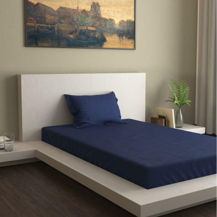 Monochrome Luxe Solid Bedsheet  |   Solid Bedsheets Bedsheets Blue