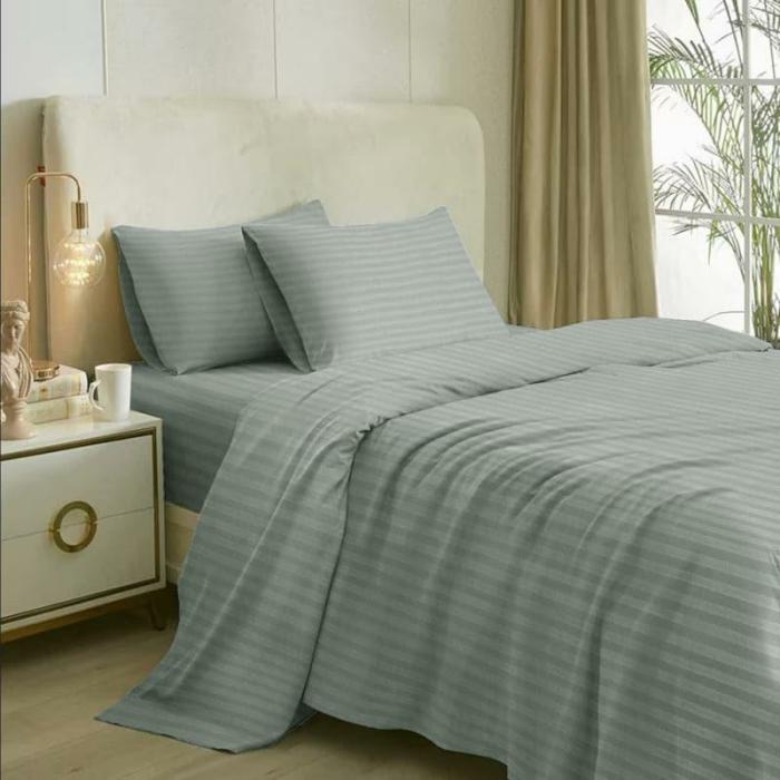 Romer Stripe Bedsheet  |   Solid Bedsheets Bedsheets Grey