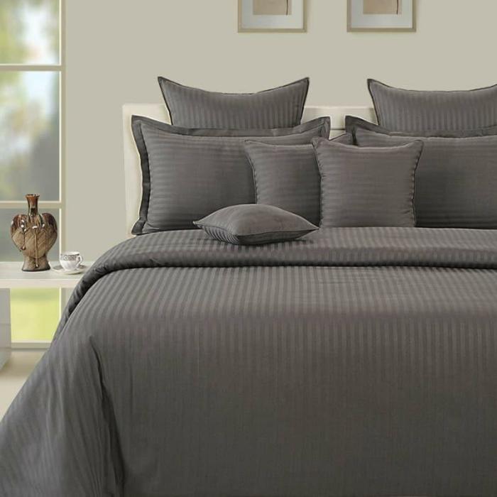 Stripe Serenade Bedsheet  |   Solid Bedsheets Bedsheets Grey