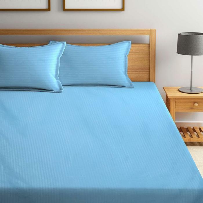 Striped Wonder Bedsheet  |   Solid Bedsheets Bedsheets Blue