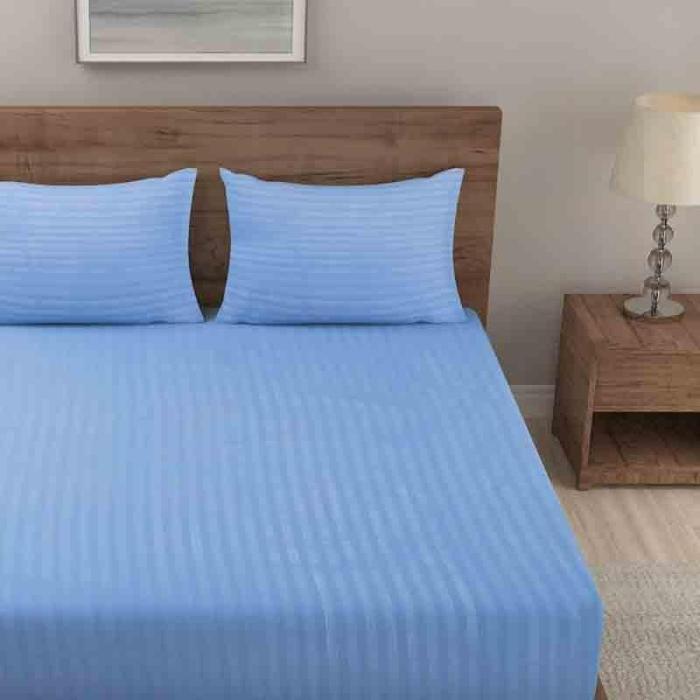 Striped Wonder Bedsheet  |   Solid Bedsheets Bedsheets Blue