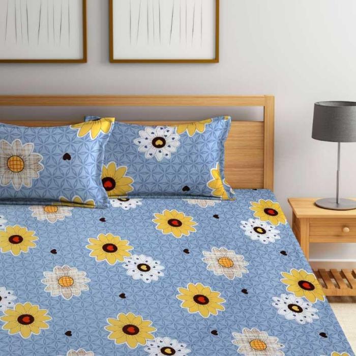 Sunfloral Spirit Bedsheet  |   Floral Bedsheets Bedsheets Blue, Yellow