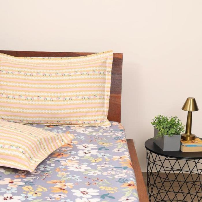 Floral Sphere Bedsheet  |   Floral Bedsheets Bedsheets Blue, Beige