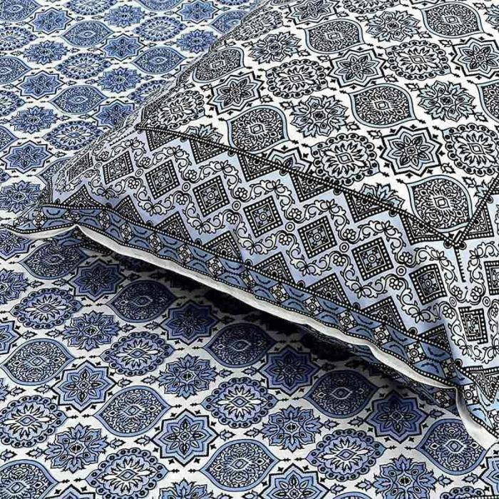 Neelambari Jaipuri Bedsheet  |   Floral Bedsheets Bedsheets Blue