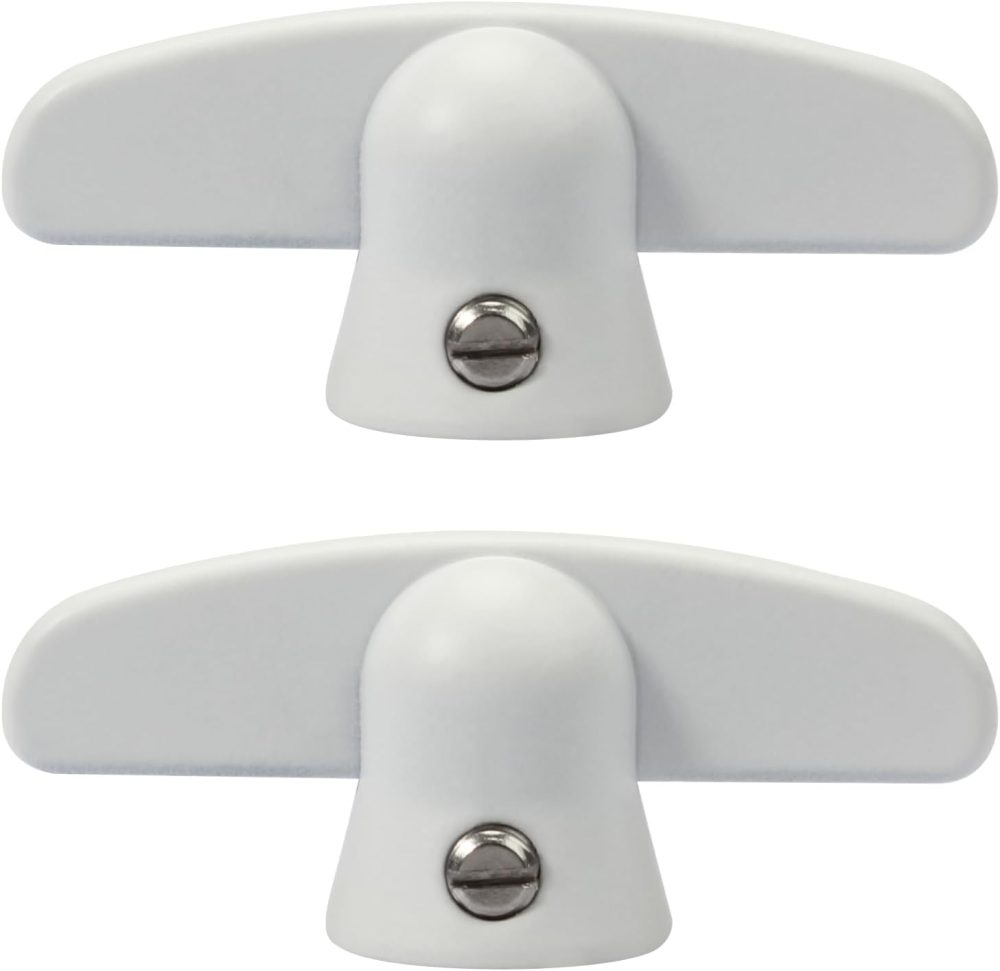 123$$3/8" Casement Window Crank For Pella/Andersen Casement Window, Special Butterfly Wing Nut T-Handle – White(2 Pack) Window Hardware