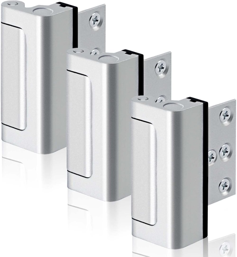 123$$3Pack Home Security Door Reinforcement Lock Childproof, Add High Security To Home Prevent Unauthorized Entry, Aluminum Construction Finish, Silver Door Hardware & Locks