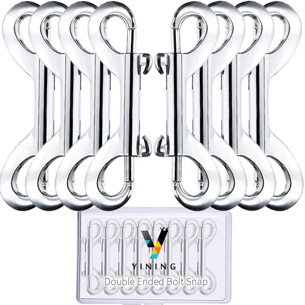 123$$Double Ended Bolt Snap Hook 8 Set 3.5" Heavy Duty Zinc Alloy Trigger Chain Clips Nickel Plated Metal Key Holder With Storage Box Snaps